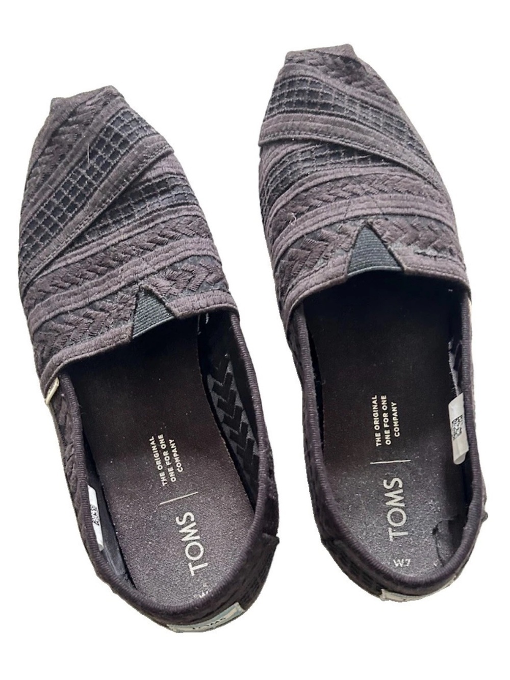 TOMS | Black Lace Alpargata Slip On Shoes Womens Size 7 Gray